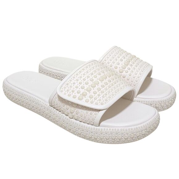 INC INTL Concepts Women Rayley2 Platform Slide Sandals Size US 9.5M White Pearls - Picture 1 of 5